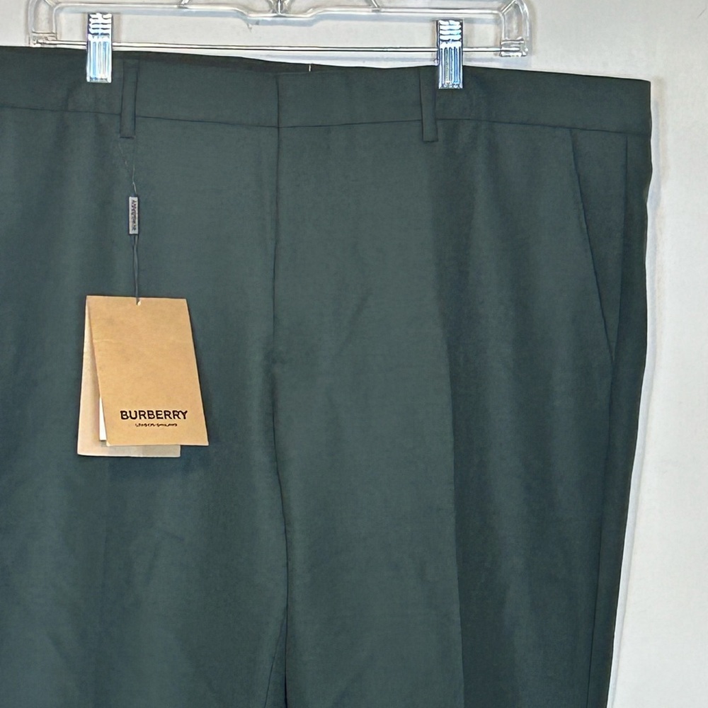 Burberry Dark Forest Green Wool Mohair Classic Trousers Mens 46 US 56 EU NWT